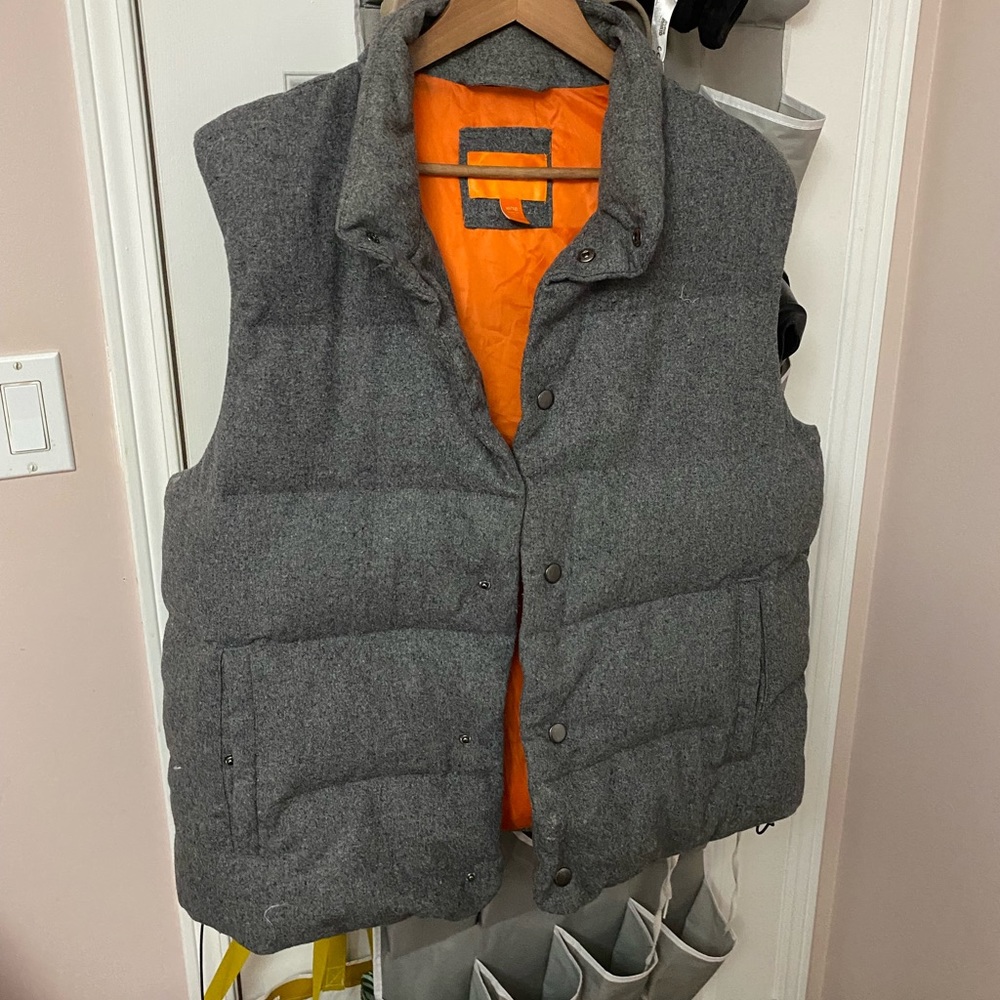 Joe Fresh grey and orange puffer vest XL